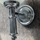 Vintage wall lamp in opaline and chrome metal