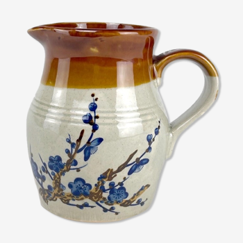 Ceramic pitcher enamelled floral decoration
