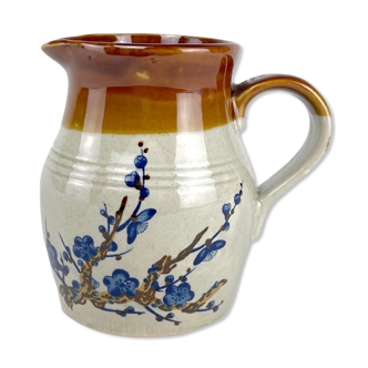 Ceramic pitcher enamelled floral decoration