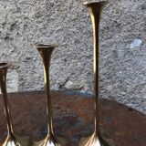 Series of 5 brass candlesticks
