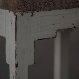 A pair of antique Danish stools, seats in lambswool, late 19th century.