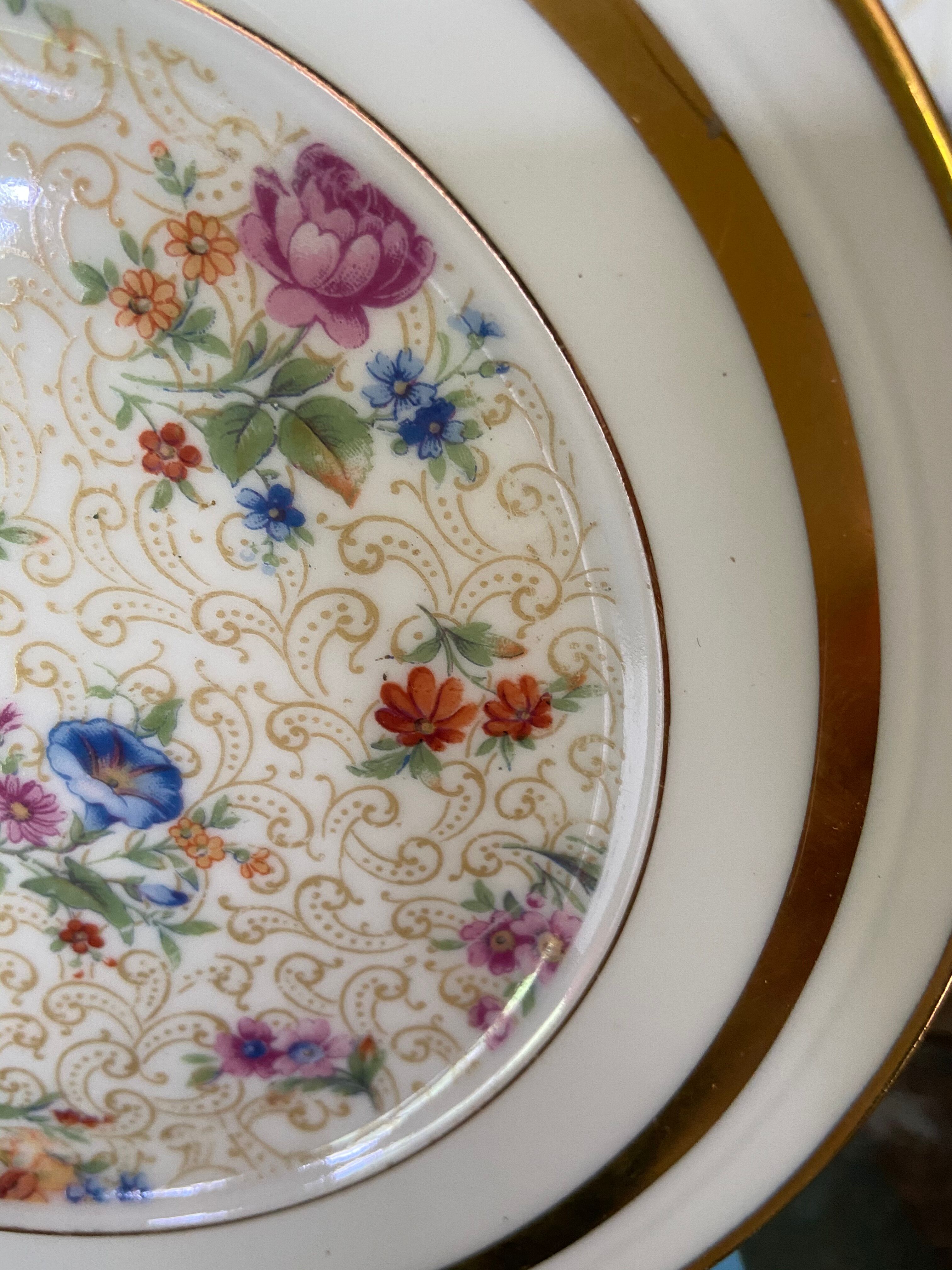 Service à dessert décor floral porcelaine de Limoges