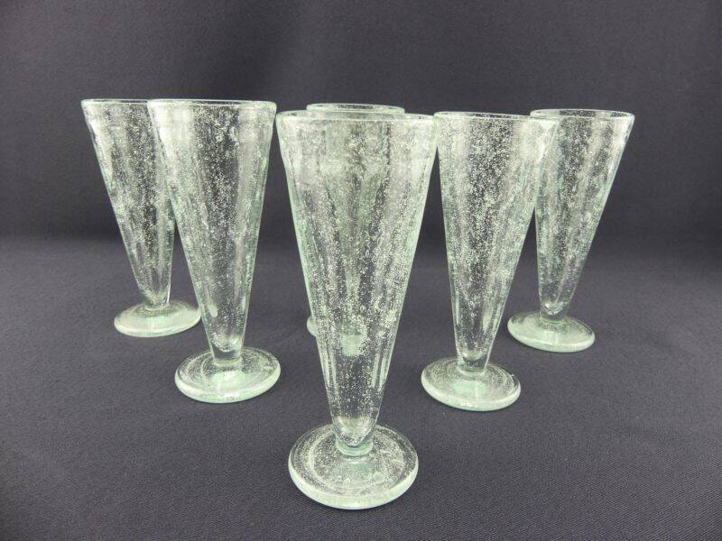 6 bubble glass champagne flutes