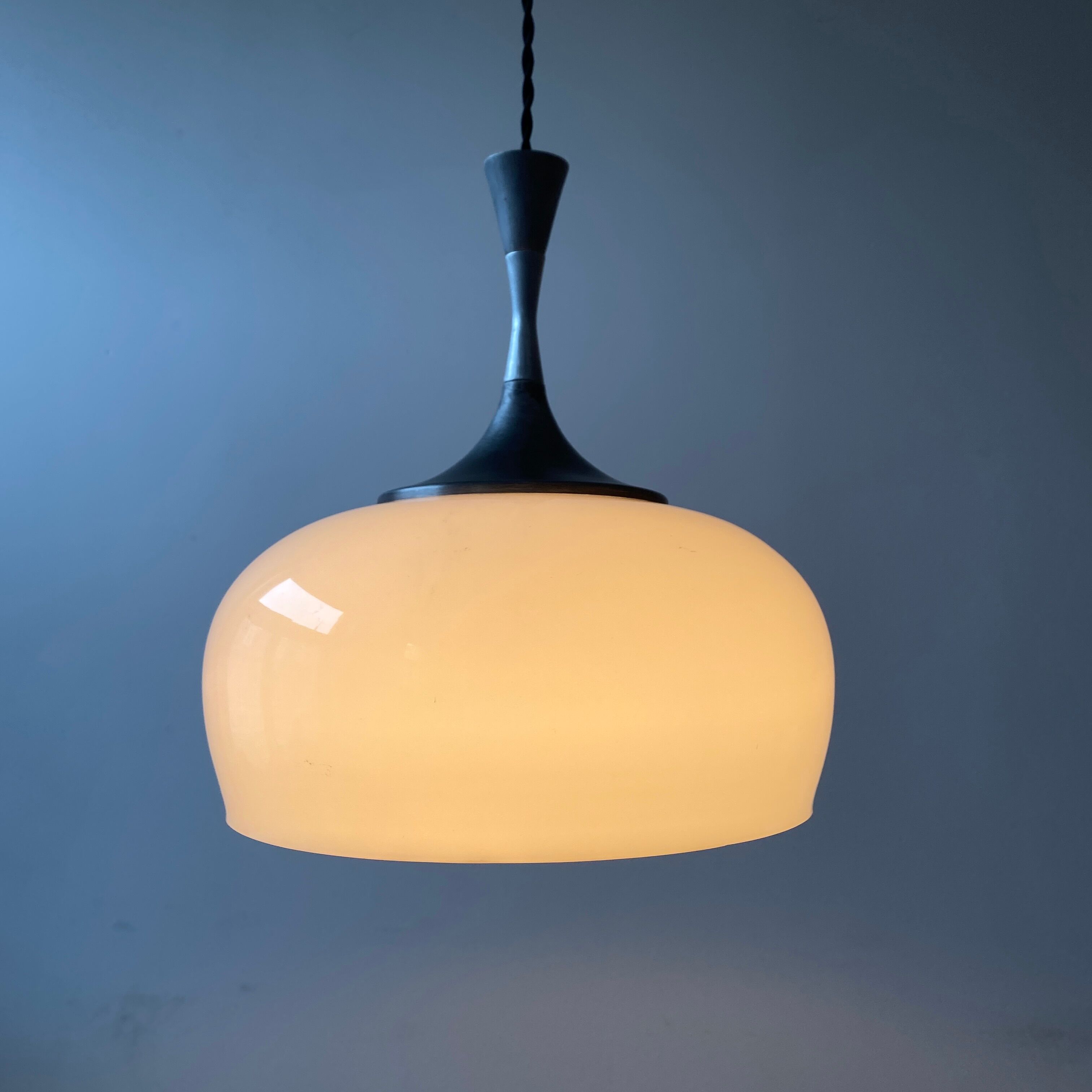 Old vintage opaline bell pendant lamp