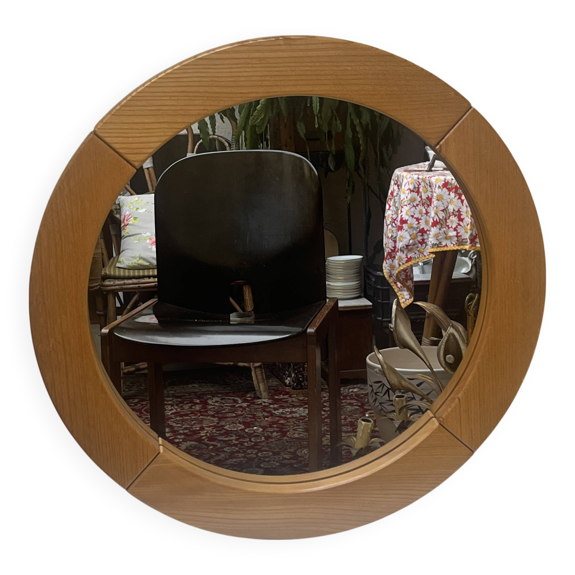 Round elm mirror, maison regain