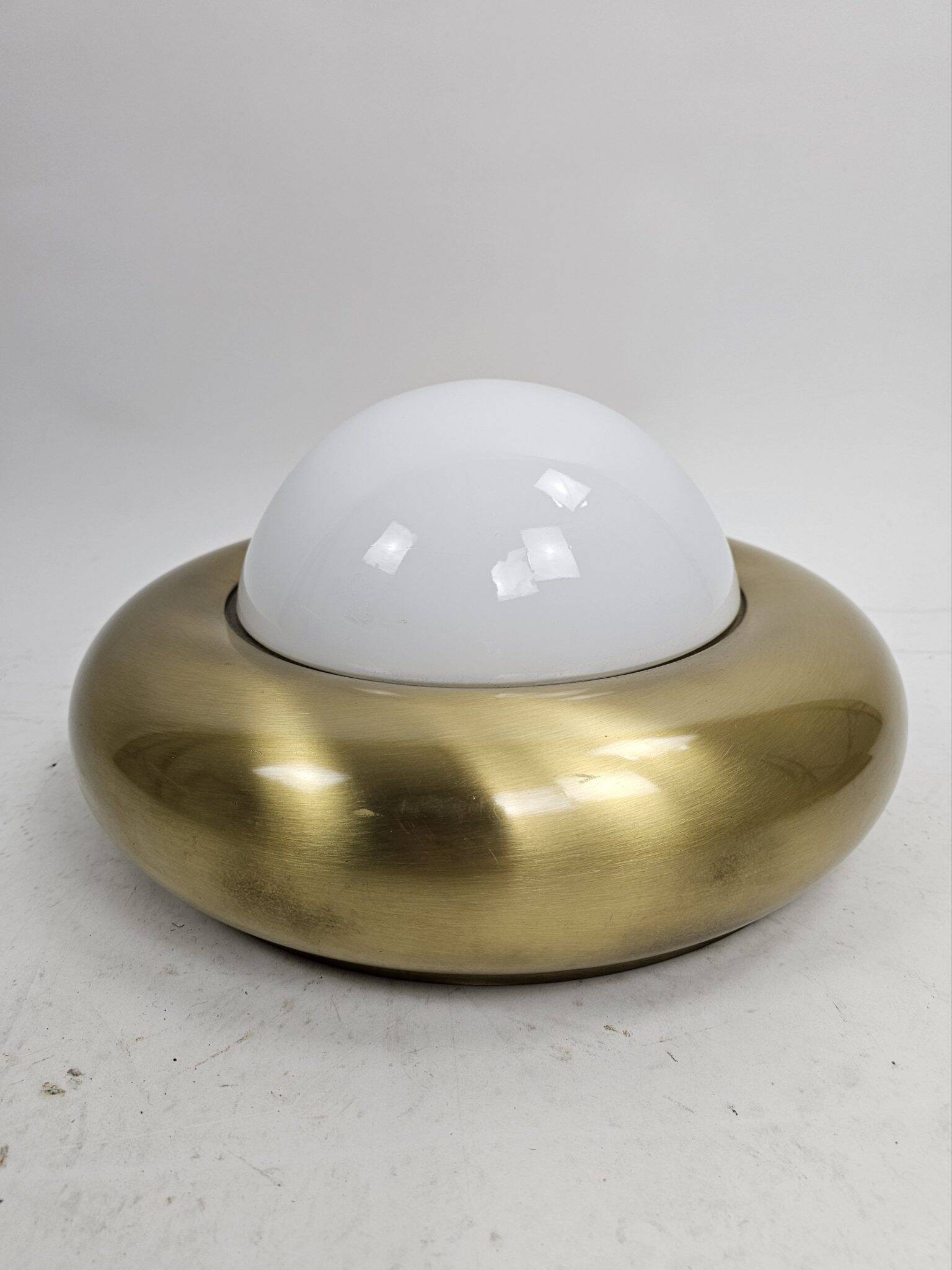 Wall lamp or ceiling lamp made of Valenti brass and frosted glass
