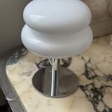 Lampe champignon design années 70 verre opaline acier chromé vintage variateur