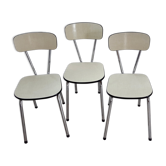 Set of 3 pale yellow chairs in Formica 70s