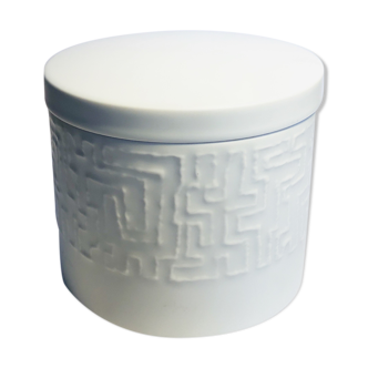 White relief optical art bowl with lid, Cuno Fischer, Rosenthal Studio-Linie, 1960s
