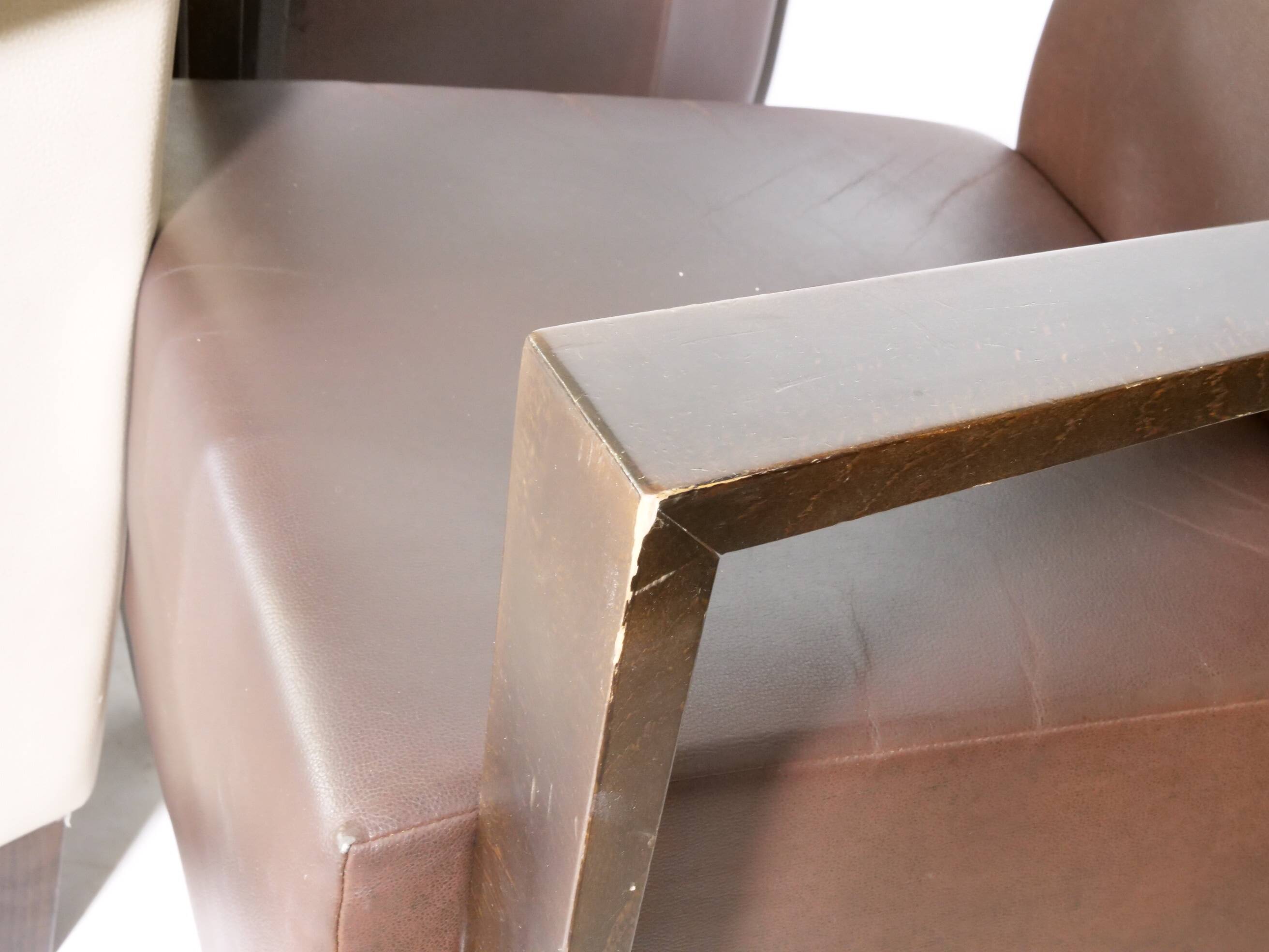 Franz Fertig Dresden leather armchair design, set of 5, 1960s