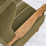 Fauteuil danoise, rembourrage original, laine de meuble verte, 1970