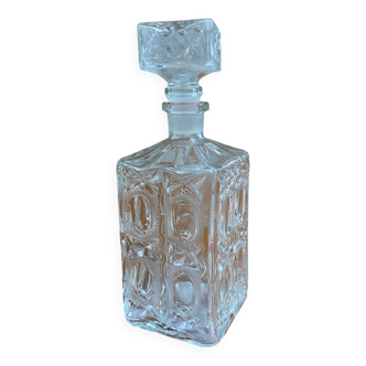 Vintage Glass Whiskey Decanter with Square Stopper
