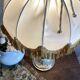56 cm retro lamp in silver metal with fringed lampshade