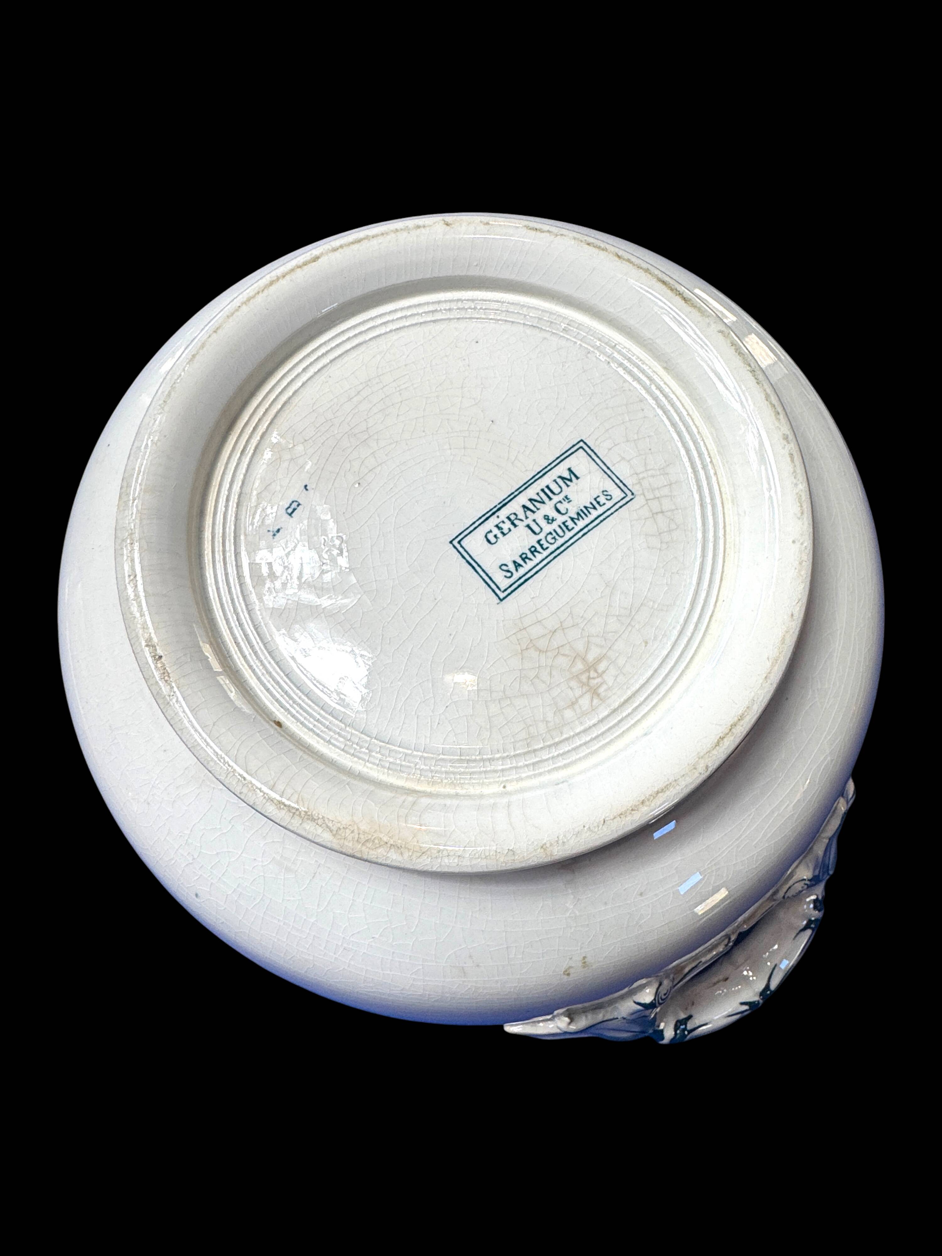 Antique Sarreguemines U&C soup tureen, geranium