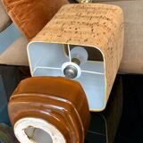 Ceramic base lamp and cork lampshade