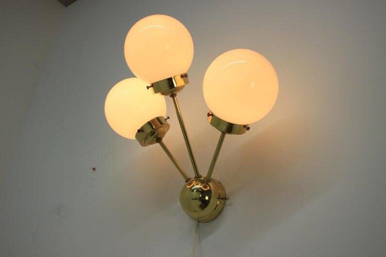 Space age sputnik brass wall lamps, 1970s, more pieces available