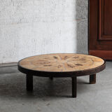 Table basse de Roger Capron, design ovale, France, années 1960