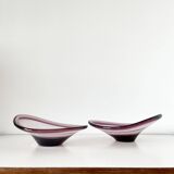 Pair of purple glass empty pockets 1960