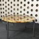 Round coffee table with onyx effect & chrome 100 cm