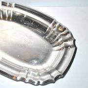 WMF Oval dish vintage tray in silver metal - scalloped net model 34cm
