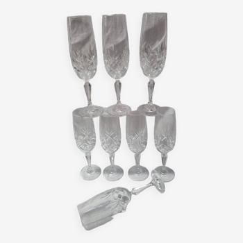 8 Bohemian crystal champagne flutes