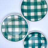 Vintage beige and green checkered service