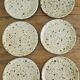 6 plates signed Gustave Tiffoche vintage pyrite glazed stoneware