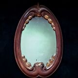 Miroir sculpté en chêne avec feuilles de laurier doré, début 19ème siècle