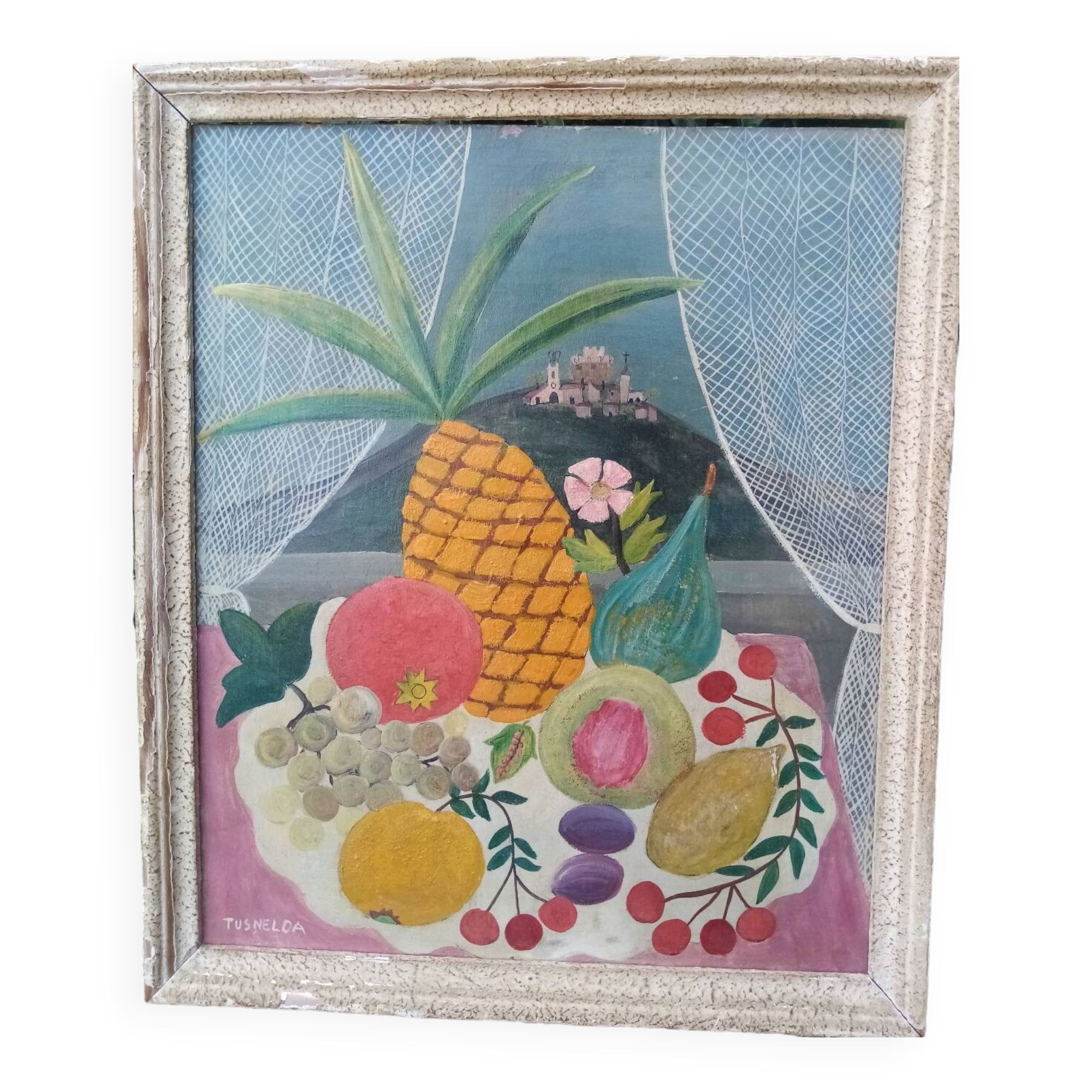 Oil painting on masonite Tusnelda Sanders