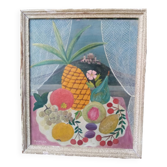 Oil painting on masonite Tusnelda Sanders