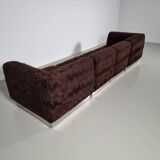 Vintage Italian chrome sectional sofa with faux fur, 1970s.