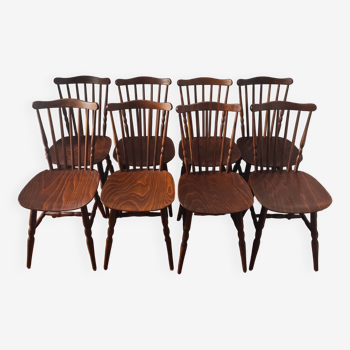 Set of 8 vintage Baumann style bistro chairs