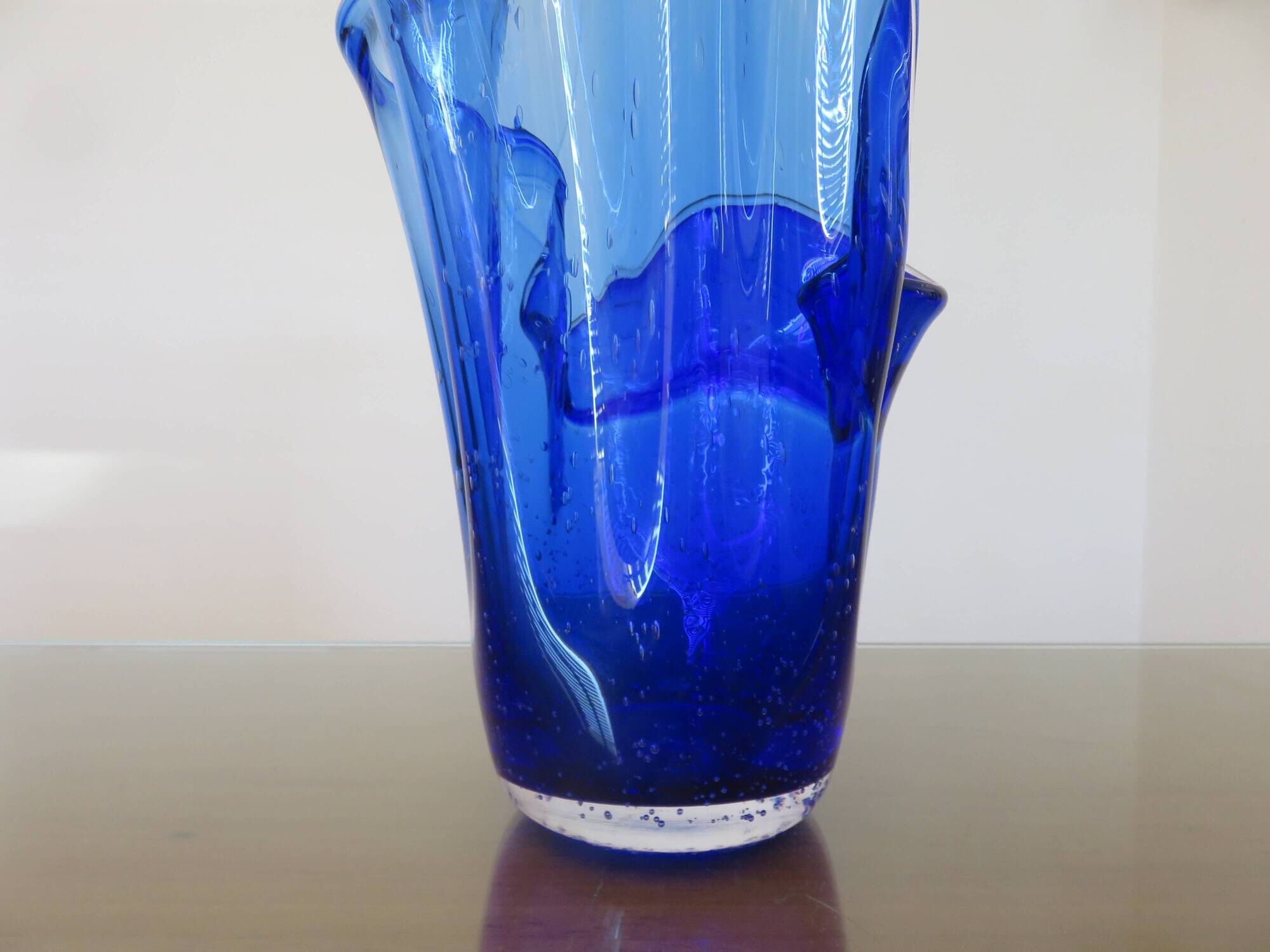 Large "handkerchief" vase in blown cobalt blue glass, 1960s.