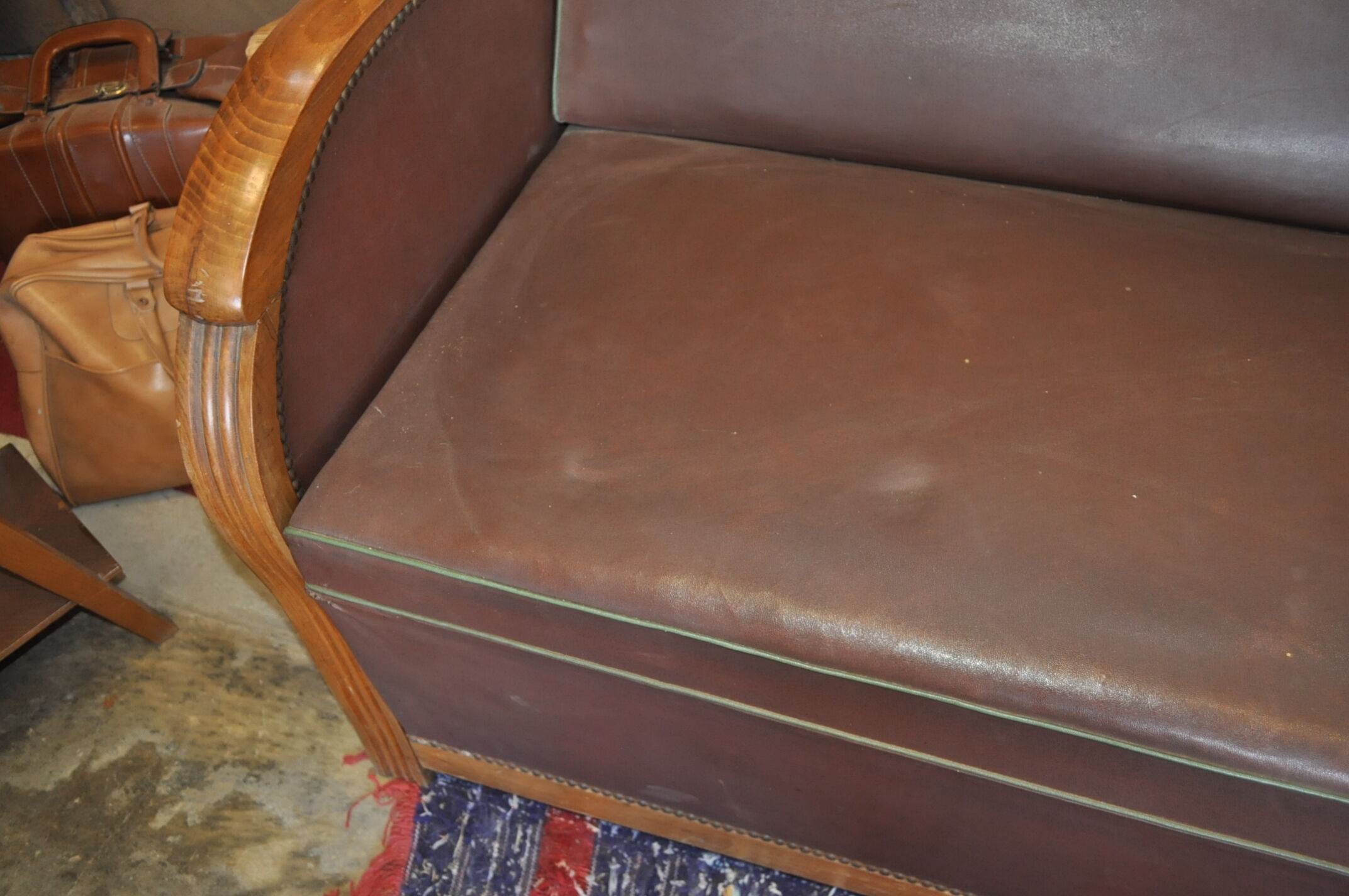 Sofa bed 50s brown skai