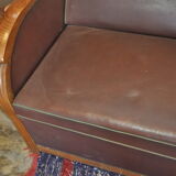 Sofa bed 50s brown skai