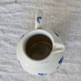 Antique Saint-Uze steel clay pitcher with cobalt blue floral pattern