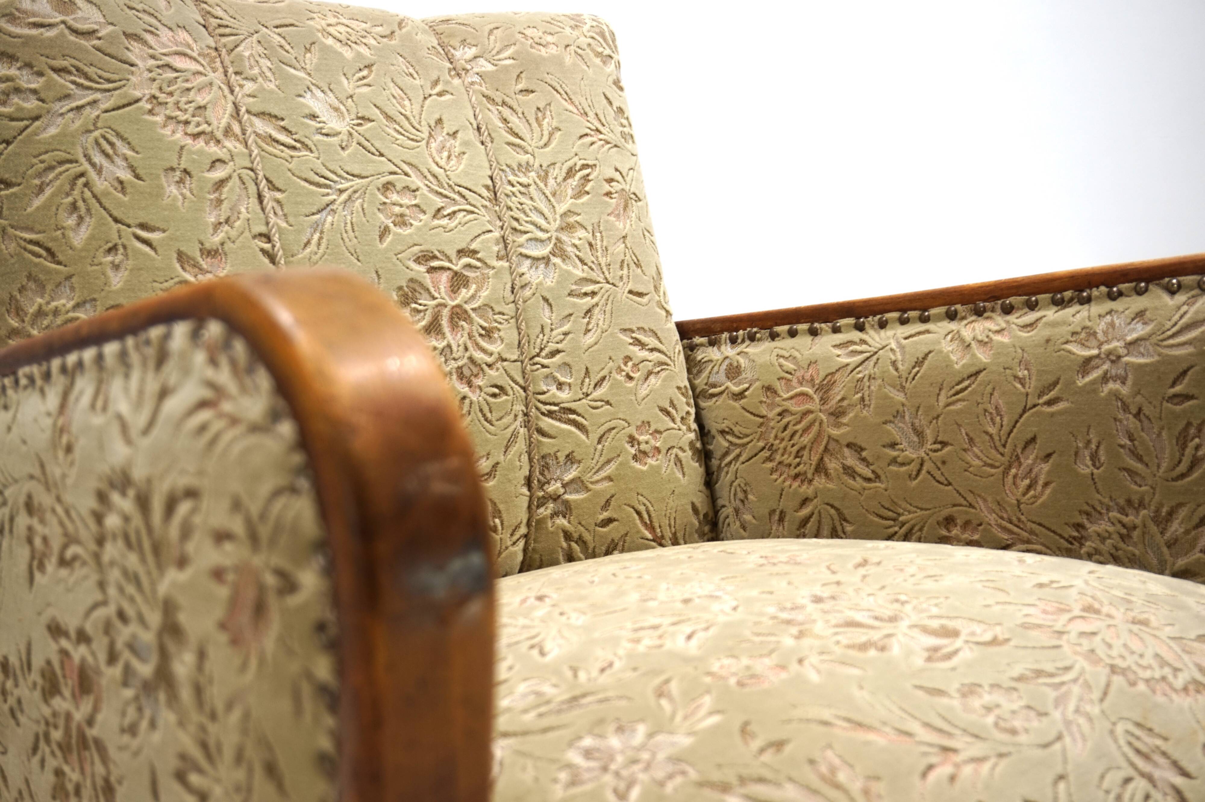 Fauteuil de salon Art Déco en jacquard de velours, 1930
