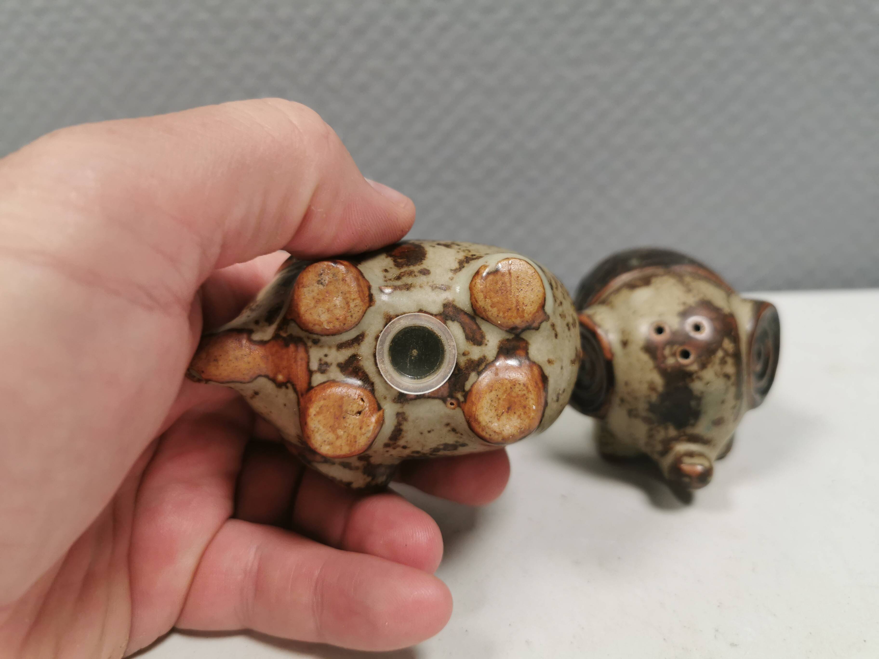 Ceramic elephants as a salt and pepper set made for Danish Søholm 1970-80s