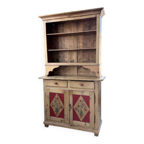 Meuble épicerie ancien art populaire polychrome Savoie 1940