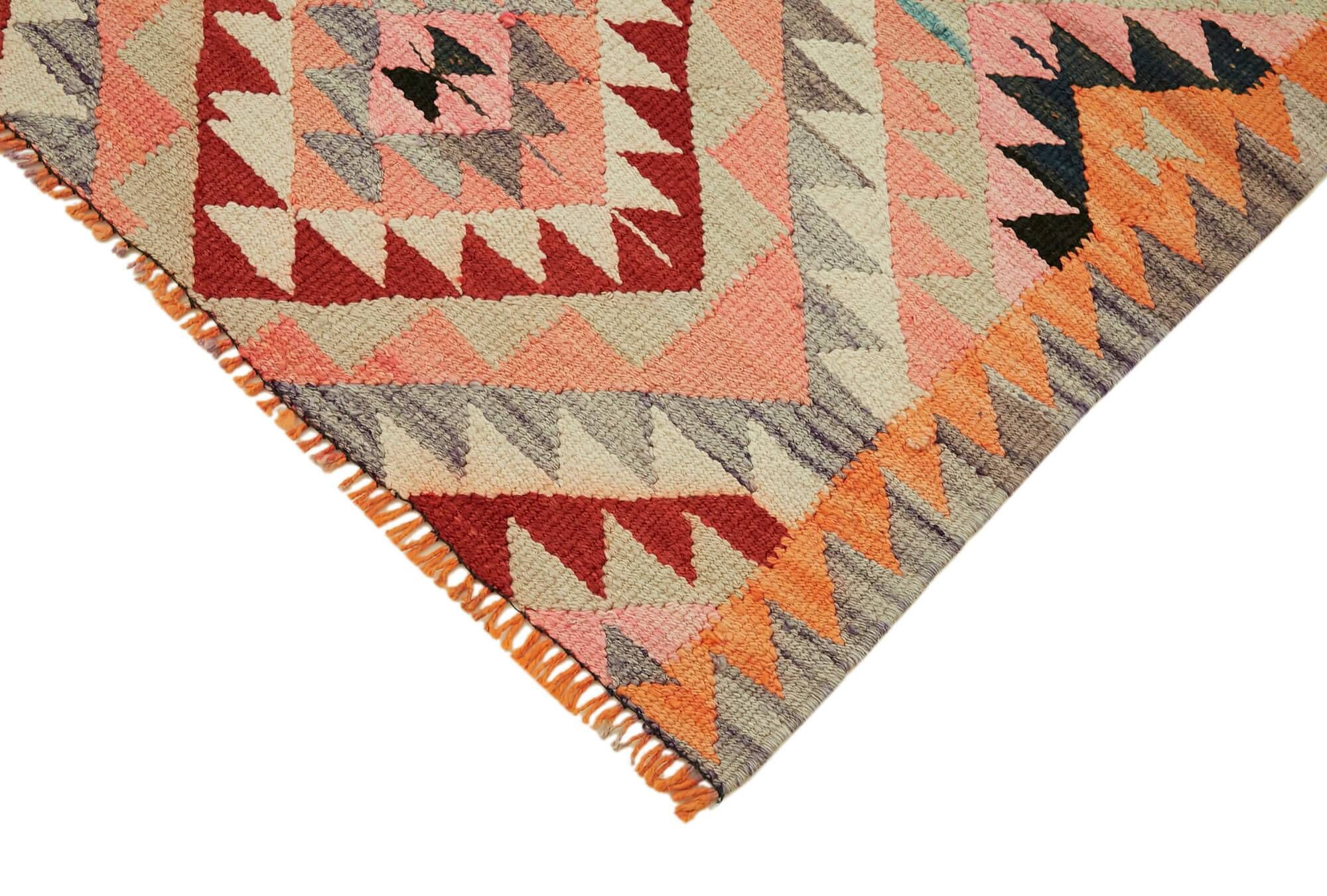 Turkish Handwoven Vintage Herki Kilim 90 cm x 322 cm