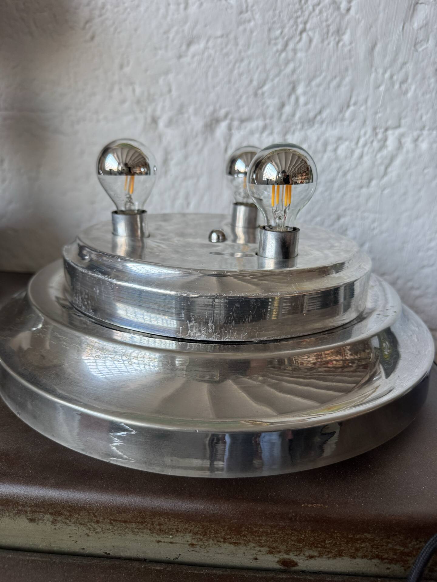Lampe de table verre bullé Space Age années 70
