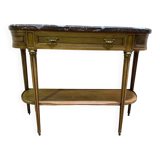Louis XVI style console in marble and cherry wood.