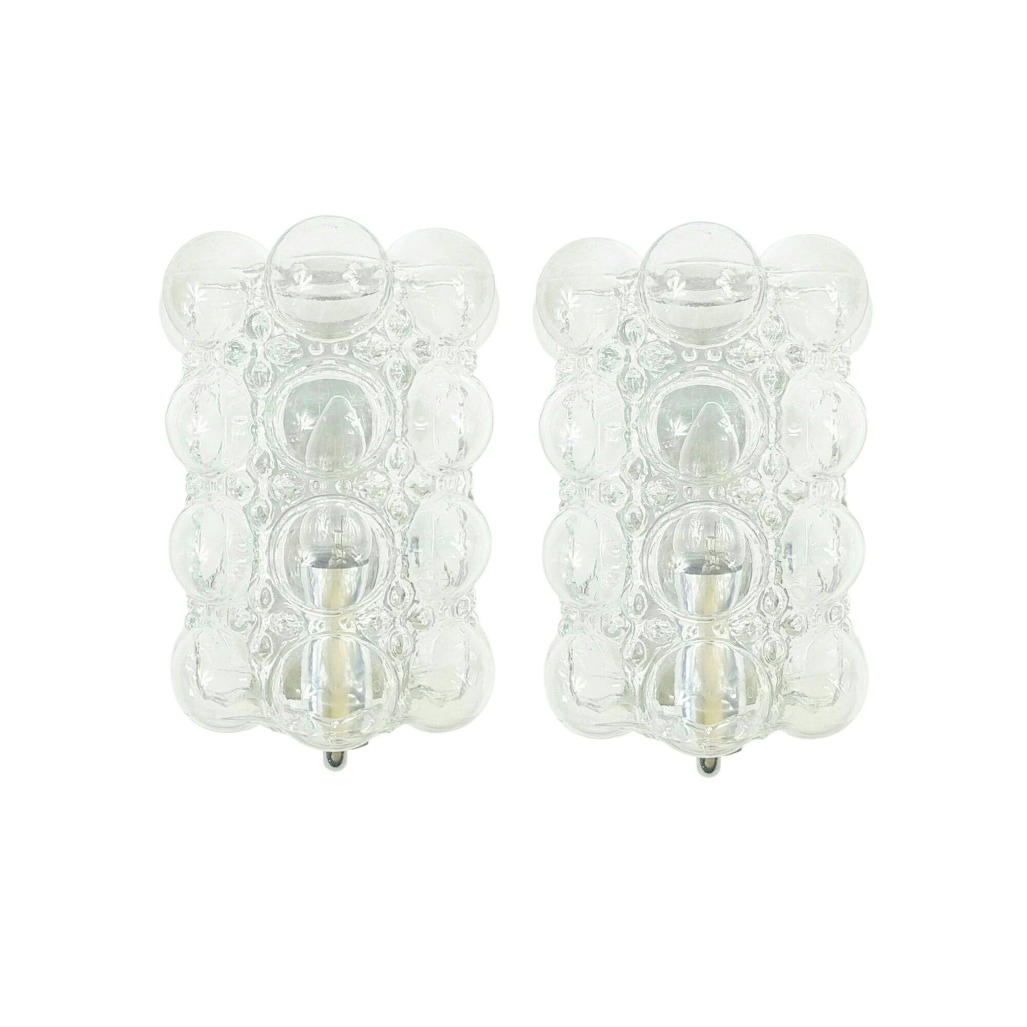 Pair of Mid-Century Bubble Glass Wall Lamps by H. Tynell for Limburg, 1960s