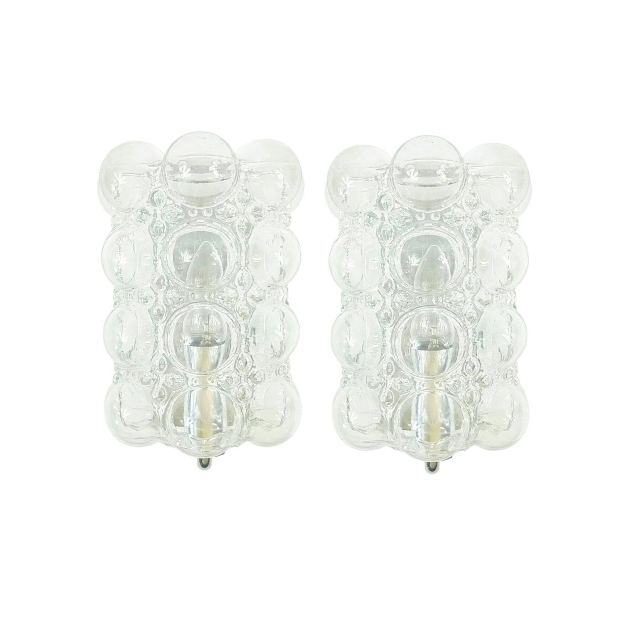 Pair of Mid-Century Bubble Glass Wall Lamps by H. Tynell for Limburg, 1960s