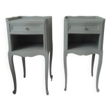 Bedside tables, end tables, beautiful invoices re-enchanted in verdigris waxed finish.