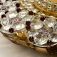 Mid Century Modern ceiling lamp made of glass stones and brass frame