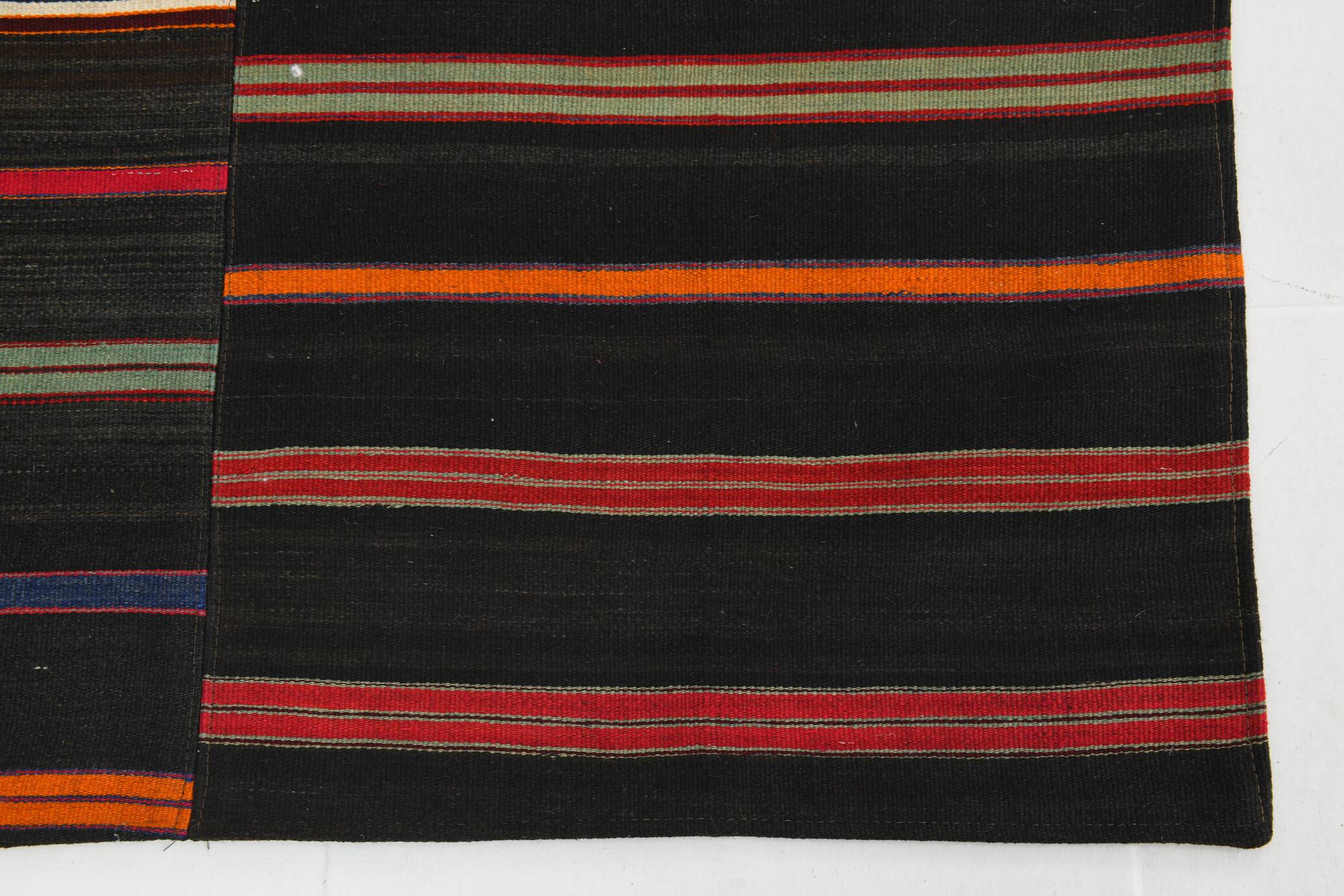 7x9 Multicolor Striped Pattern Kilim Rug, 215x280Cm
