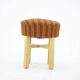 1960s Czechoslovakian Mid-Century Round Tabouret Stool in Striped Fabric
