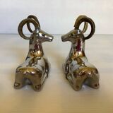 Paire de petits serre livres mouflons zoomorphe