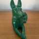 Antique St Clement German Shepherd Dog Sculpture Green Ceramic #C134